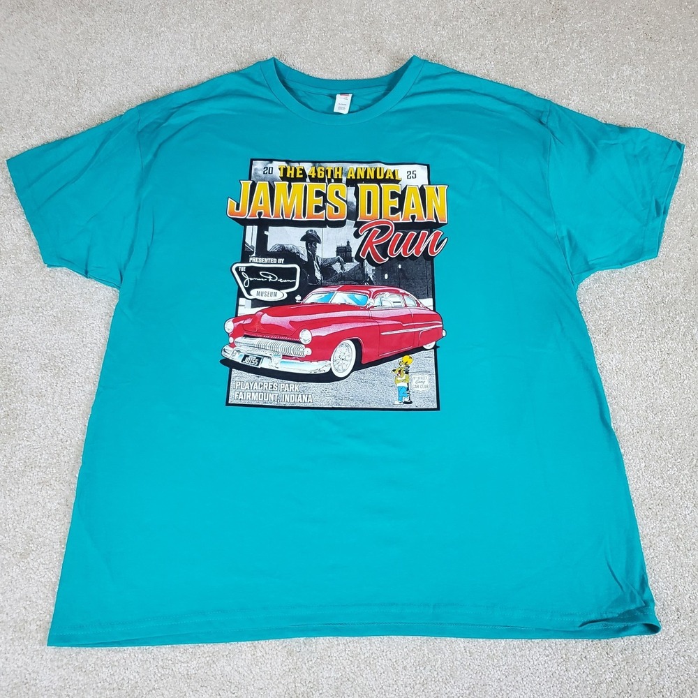 James Dean TShirt Green SIZE XL 2025 Annual Car Show Fairmount NEW